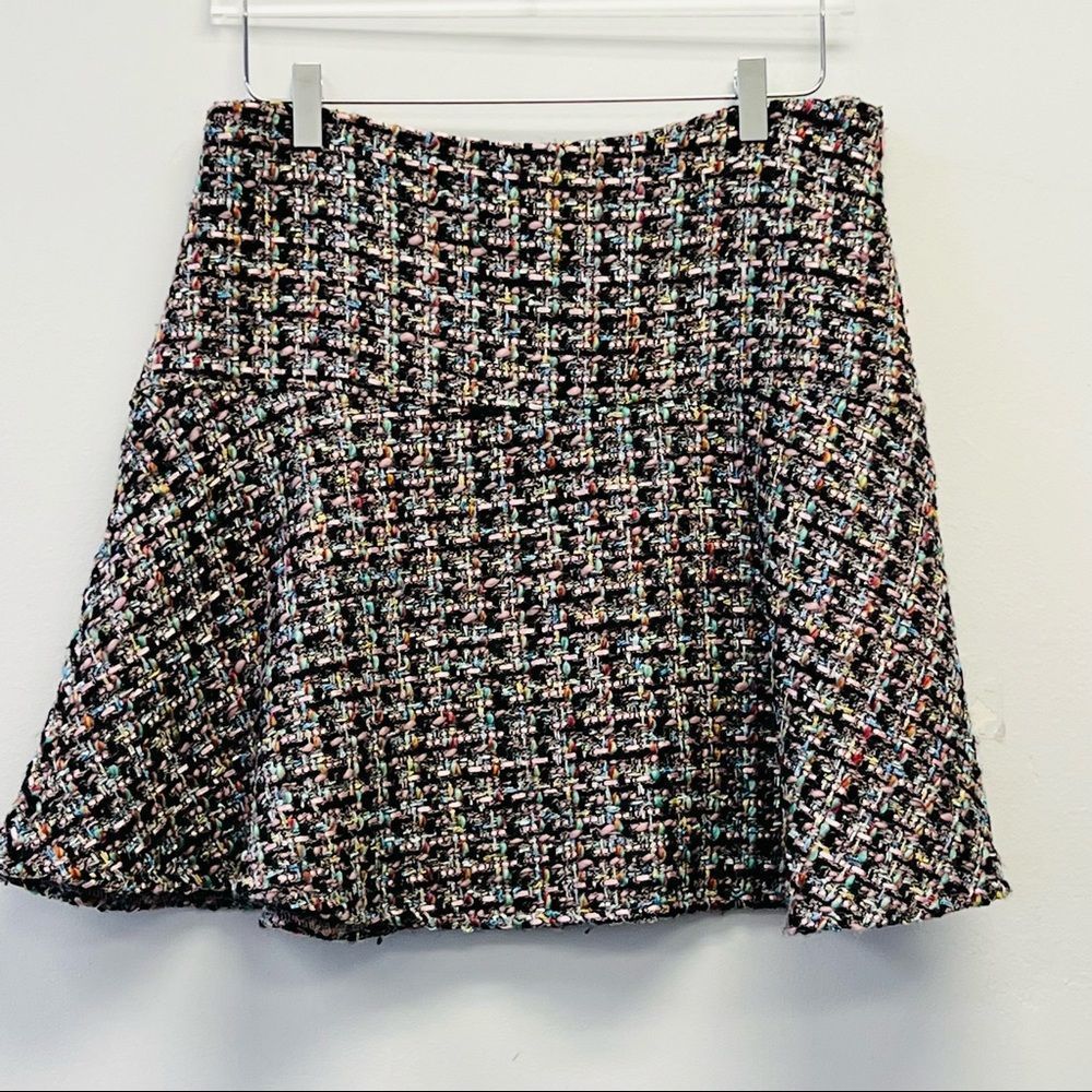 Lea & Viola Tweed Skater Mini Skirt, Size Large Pink Multi